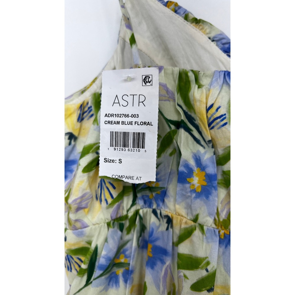 ASTR the Label Cream Blue Floral Tie Strap Tiered Maxi Dress Small NWT - Picture 6 of 12